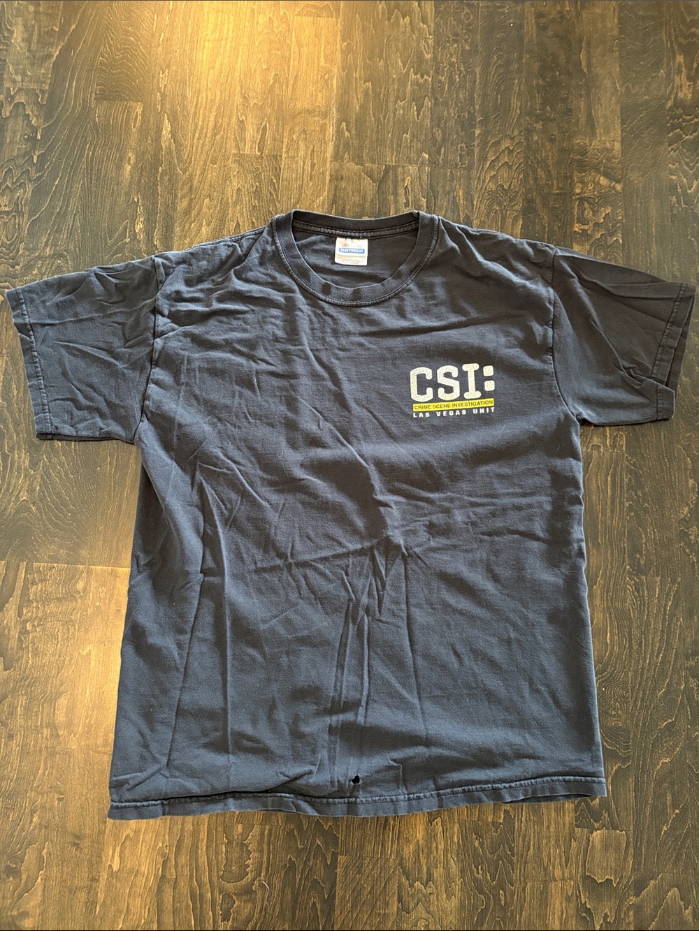 Vintage CSI Short Sleeve Tee - faded black with Yellow Logo